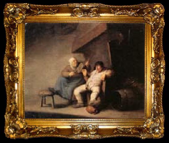 framed  Adriaen van ostade A Peasant Couple in an  interior, ta009-2